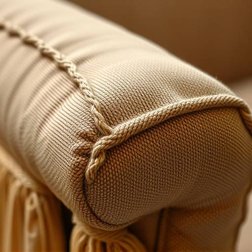 Close-up of a hand-stitched detail on a custom sofa, showcasing the artisan quality of CloudNine Comforts' furniture