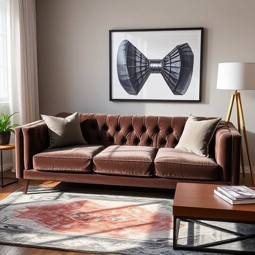 Custom-made velvet sofa in a modern Denver apartment living room, showcasing the craftsmanship of CloudNine Comforts