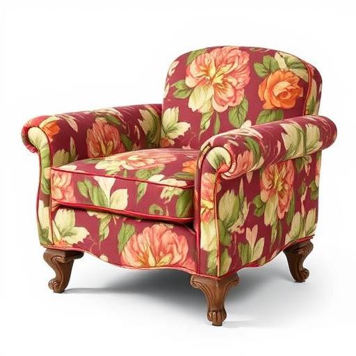 The Garden of the Gods Accent Chair, a unique design with floral patterned upholstery