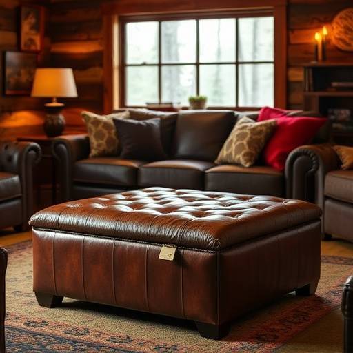 The Rocky Mountain Ottoman, a versatile piece in brown leather